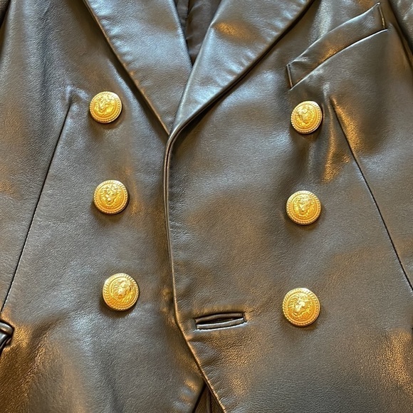 Double-breasted leather blazer - Picture 15 of 15